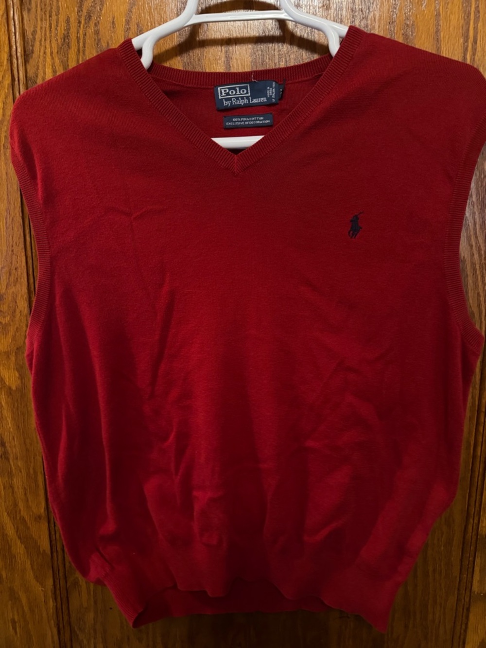 Polo by Ralph Lauren Red V-Neck Sweater Vest with Embroidered Pony